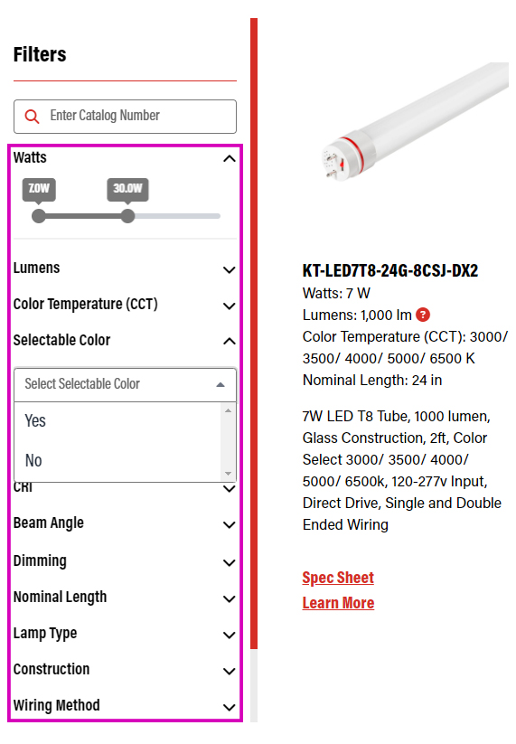 Product Detail View Filters