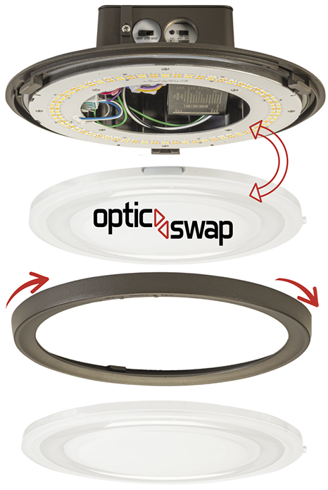 Keystone Adds Round Canopies with OpticSwap to Outdoor Fixture Lineup Exploded View