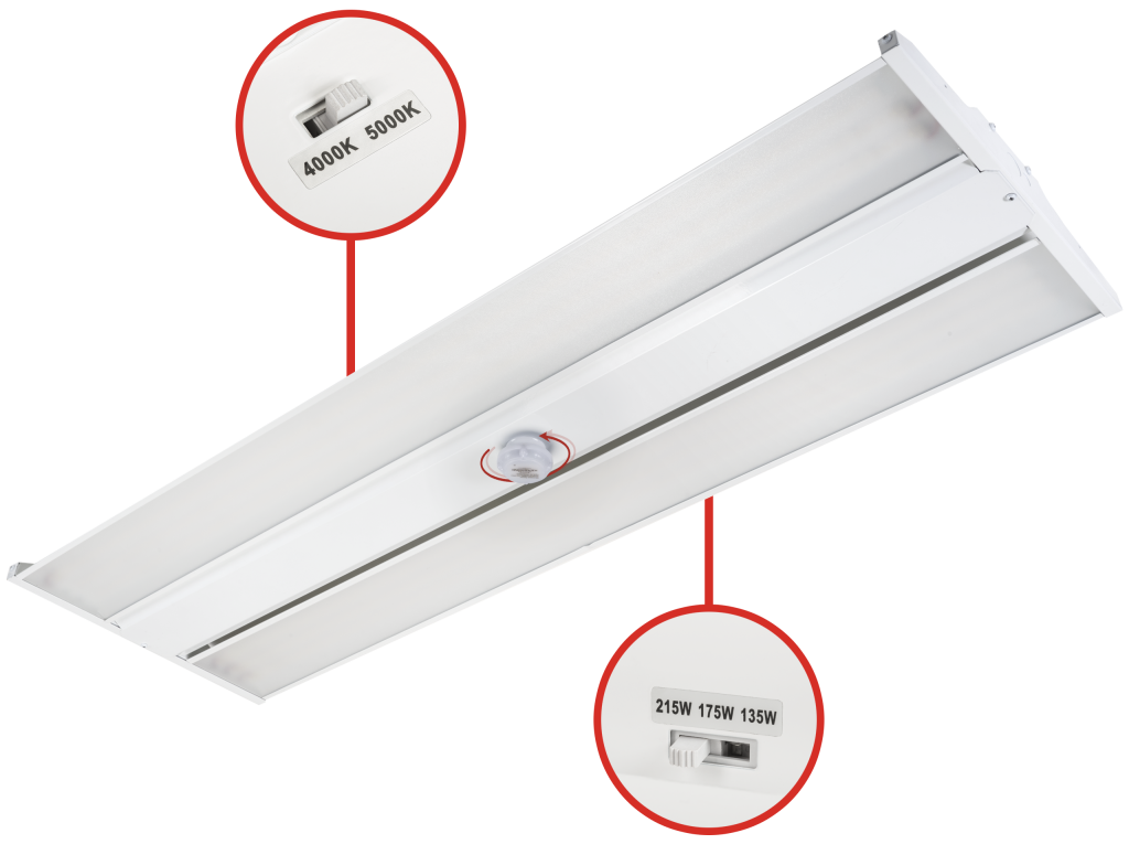 led high bay fixtures linear with sensor