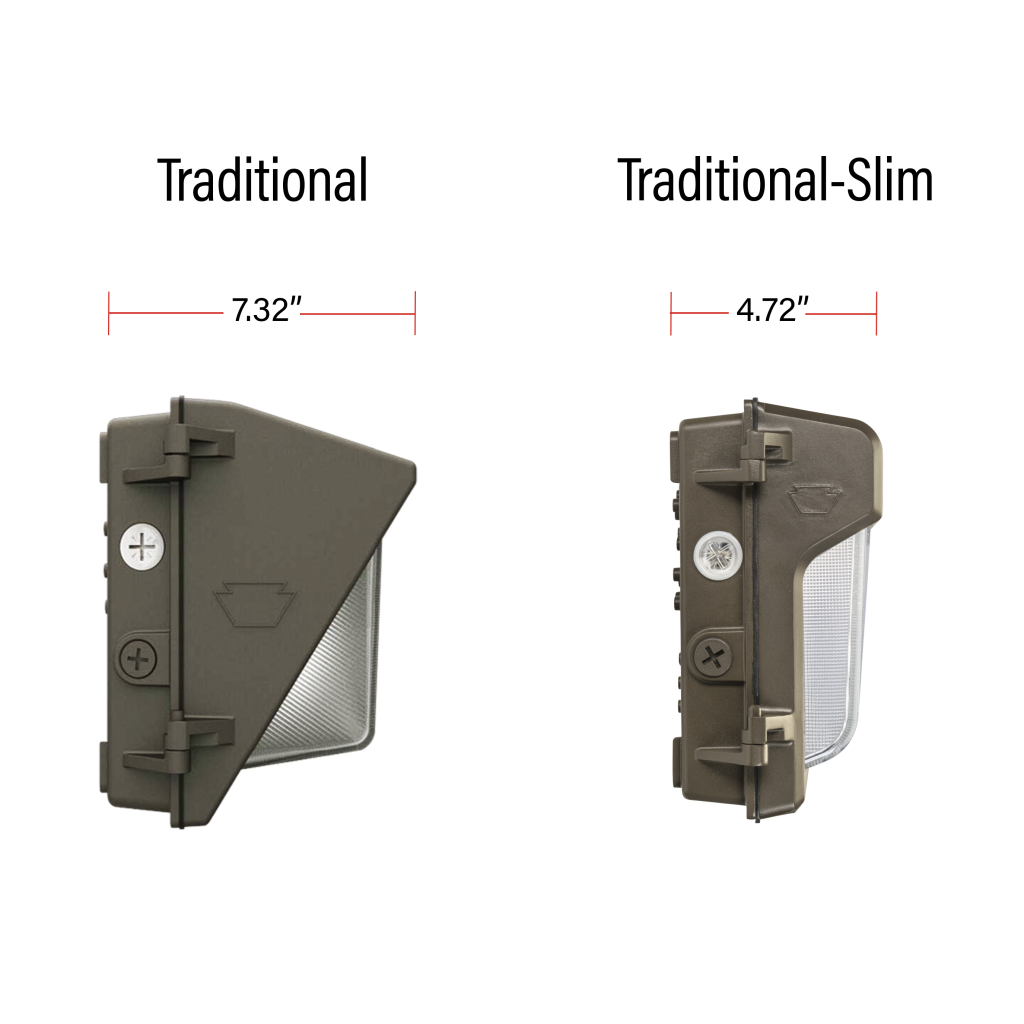 led slim wall pack width comparison