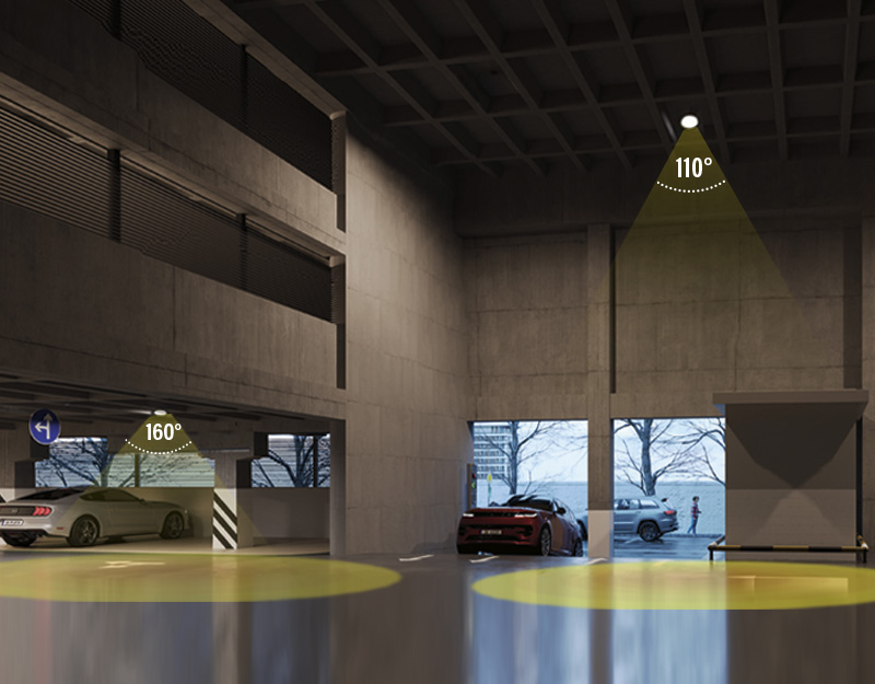 led canopy light fixtures parking garage beam spread