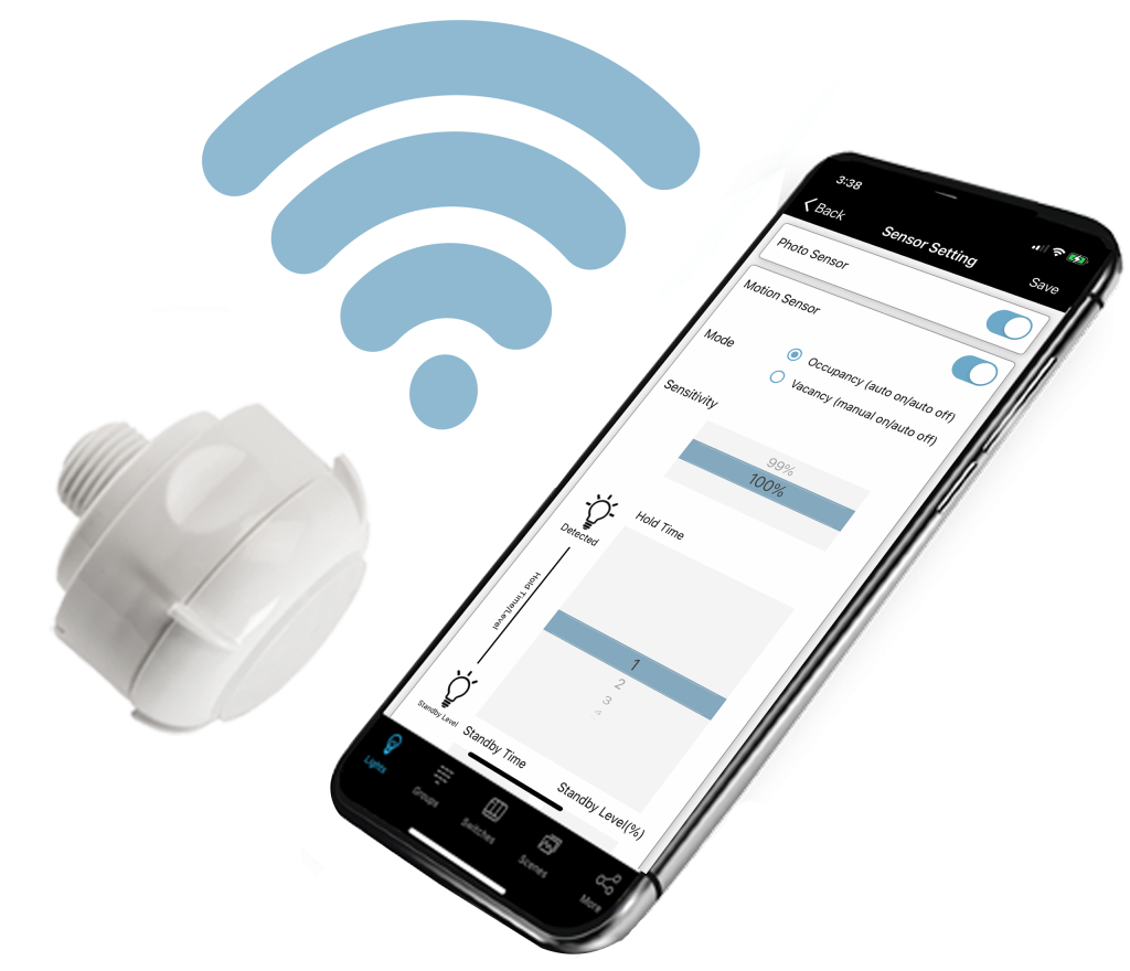 led light sensor smartloop phone screen with settings