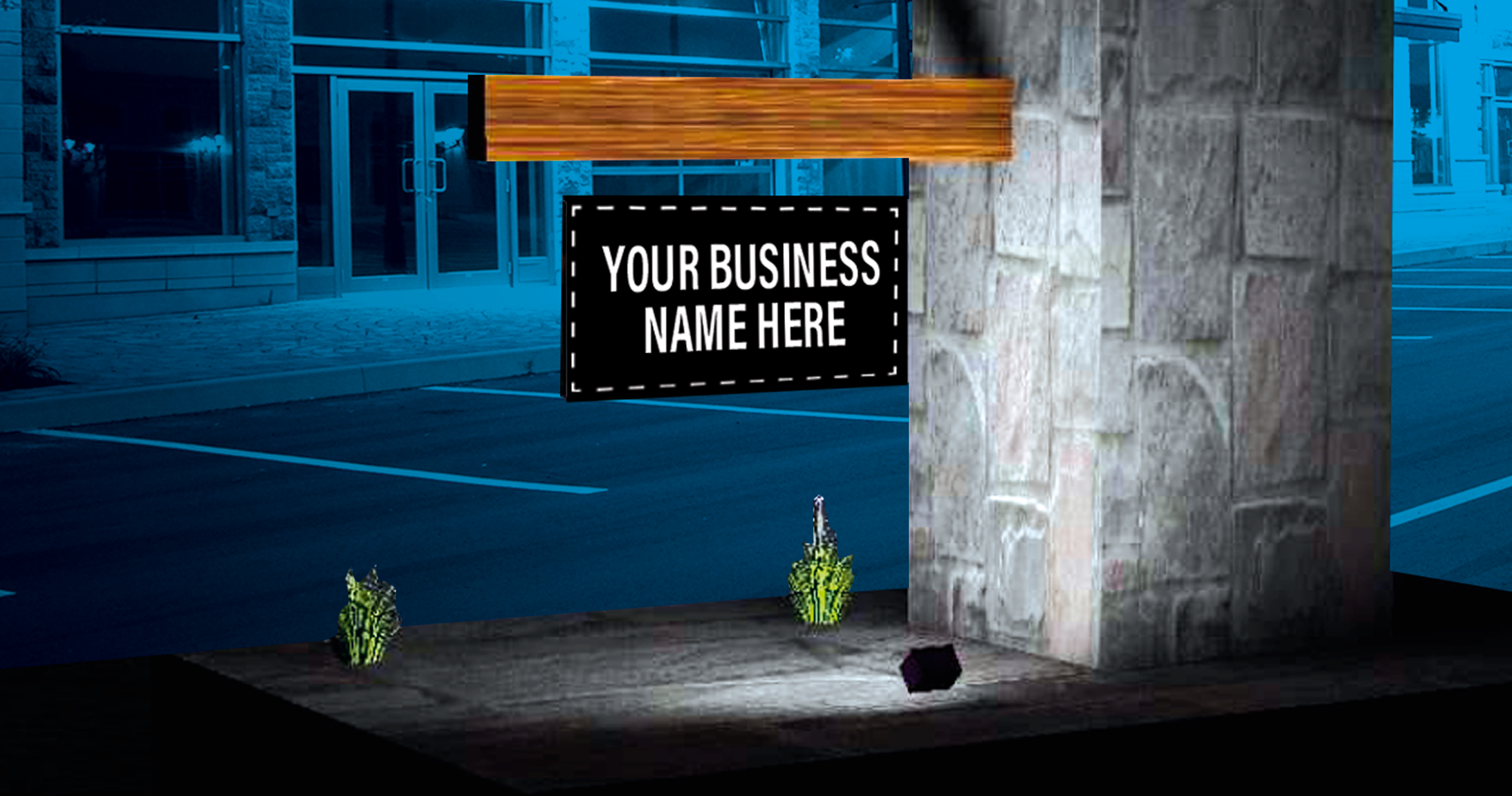 Sign On and Grow Your Business Monument Sign Lighting