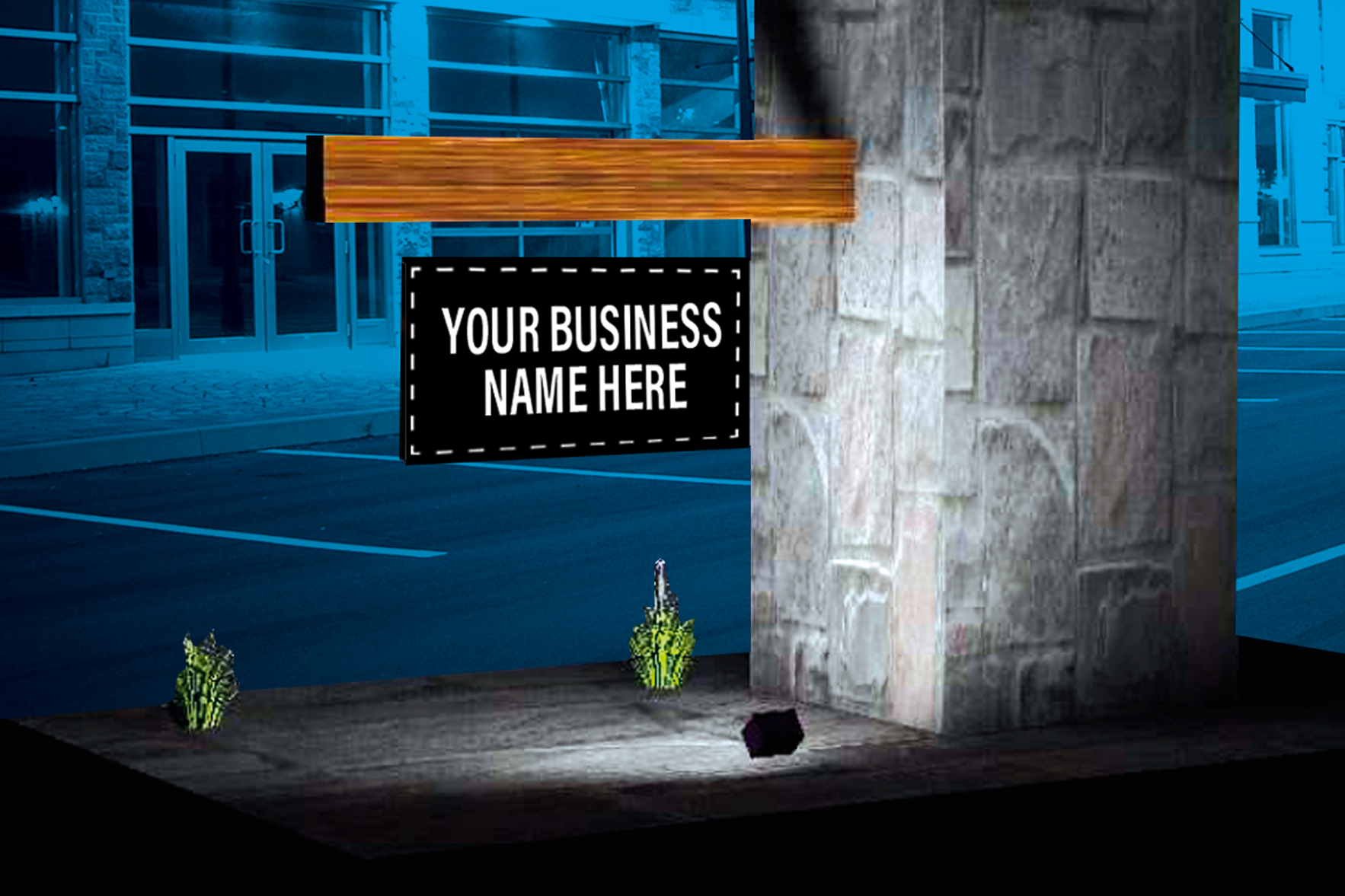 Sign On and Grow Your Business Monument Sign Lighting