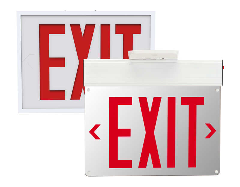 exit sign and emergency lighting code compliant signs